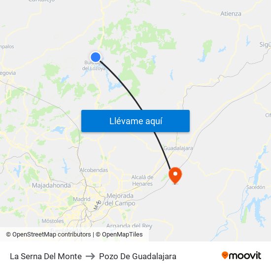La Serna Del Monte to Pozo De Guadalajara map