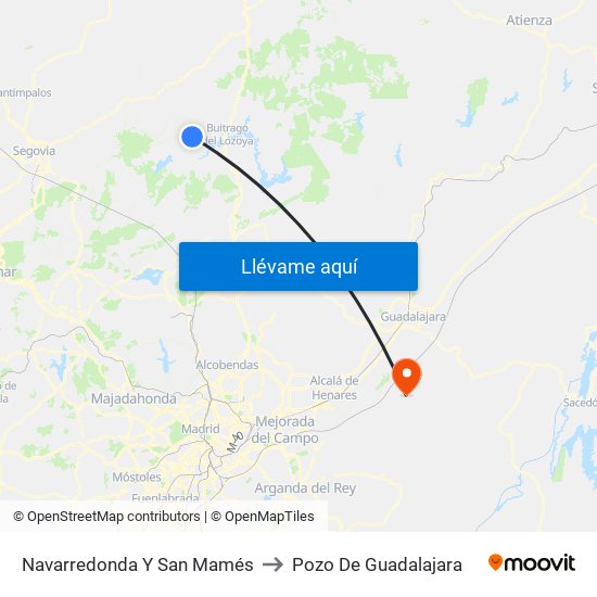 Navarredonda Y San Mamés to Pozo De Guadalajara map
