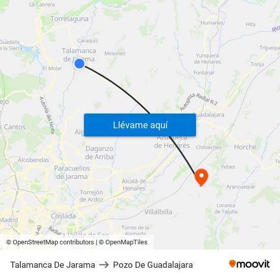 Talamanca De Jarama to Pozo De Guadalajara map