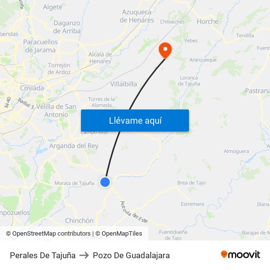 Perales De Tajuña to Pozo De Guadalajara map