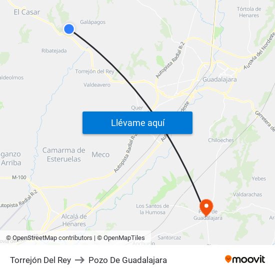 Torrejón Del Rey to Pozo De Guadalajara map