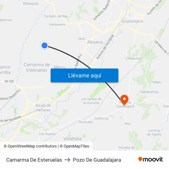 Camarma De Esteruelas to Pozo De Guadalajara map