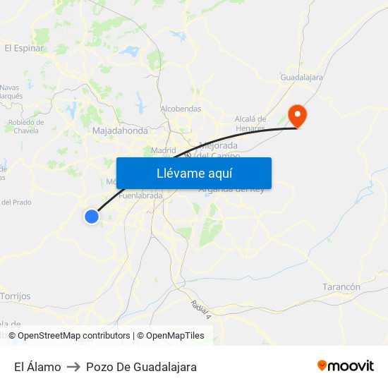El Álamo to Pozo De Guadalajara map