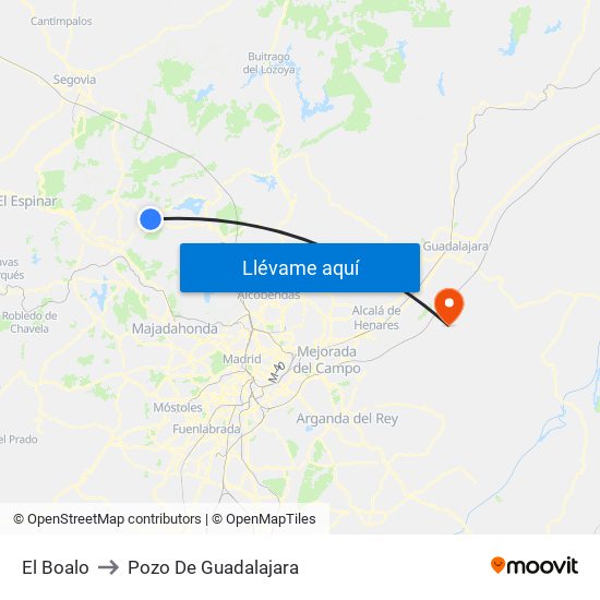 El Boalo to Pozo De Guadalajara map