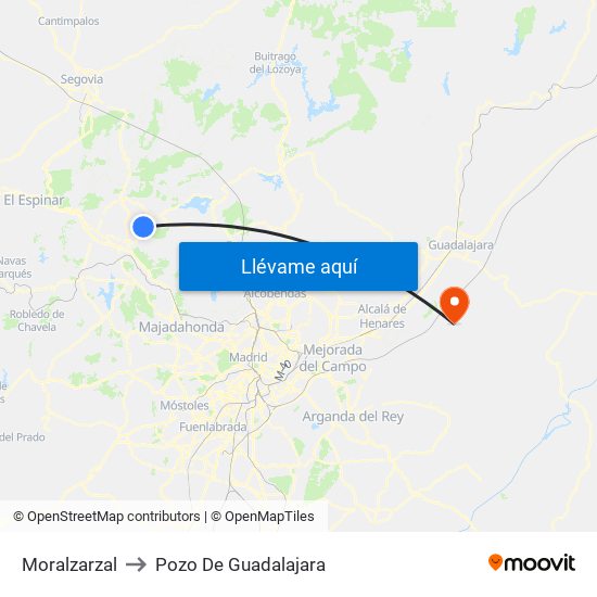 Moralzarzal to Pozo De Guadalajara map