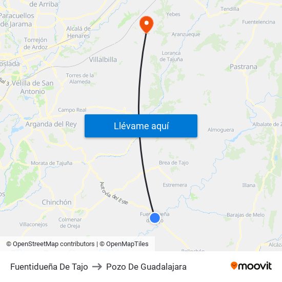 Fuentidueña De Tajo to Pozo De Guadalajara map