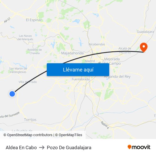 Aldea En Cabo to Pozo De Guadalajara map