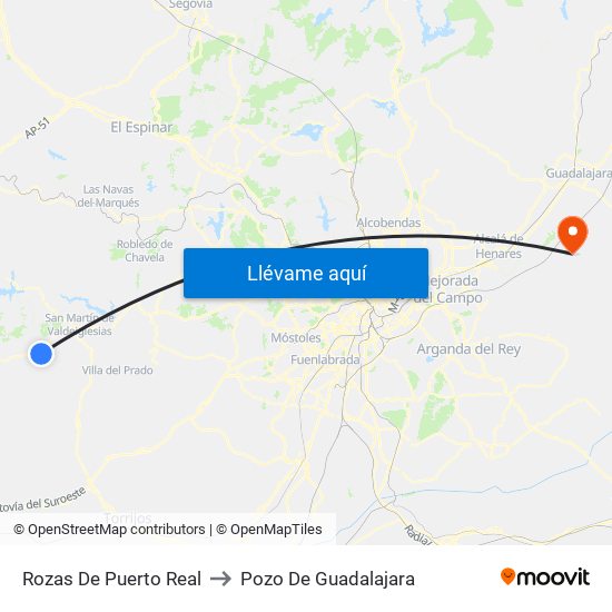 Rozas De Puerto Real to Pozo De Guadalajara map