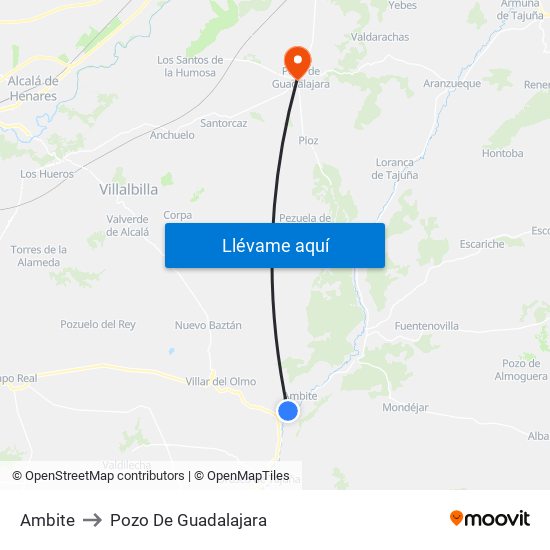 Ambite to Pozo De Guadalajara map