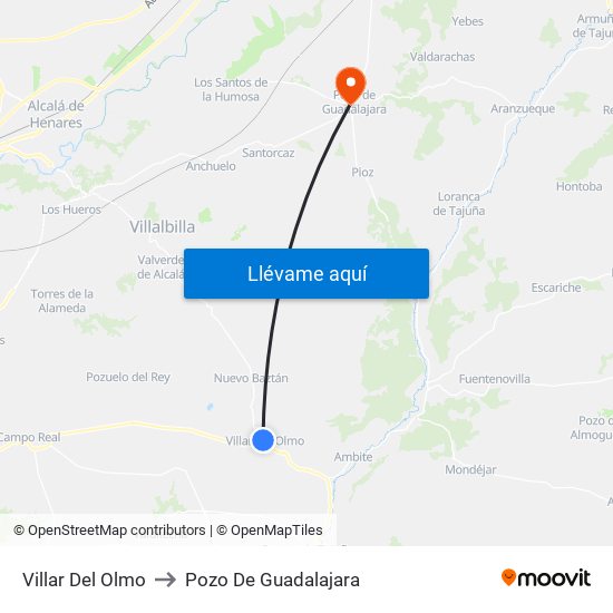 Villar Del Olmo to Pozo De Guadalajara map