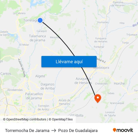 Torremocha De Jarama to Pozo De Guadalajara map