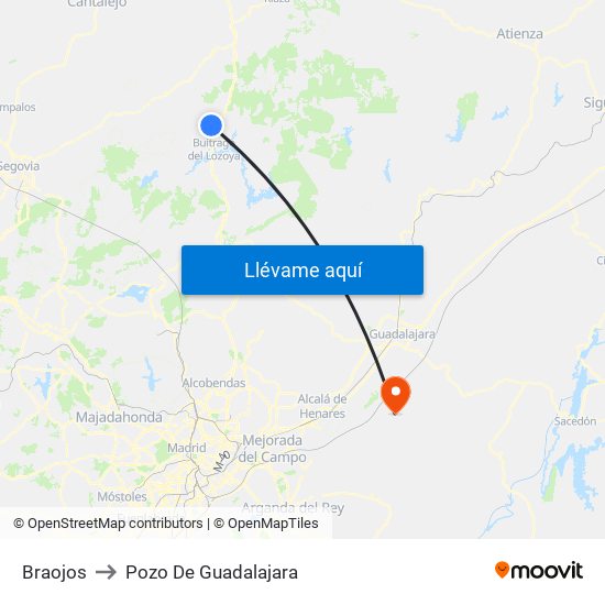 Braojos to Pozo De Guadalajara map
