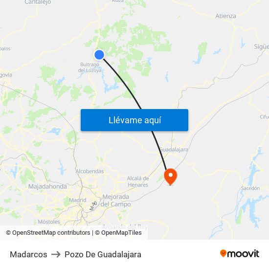 Madarcos to Pozo De Guadalajara map