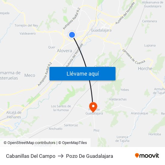 Cabanillas Del Campo to Pozo De Guadalajara map