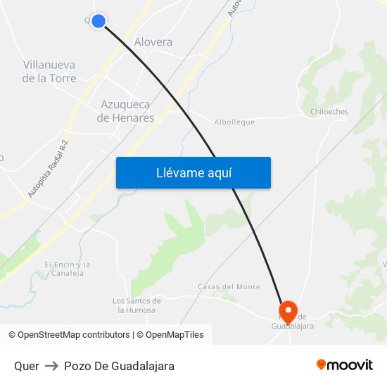 Quer to Pozo De Guadalajara map
