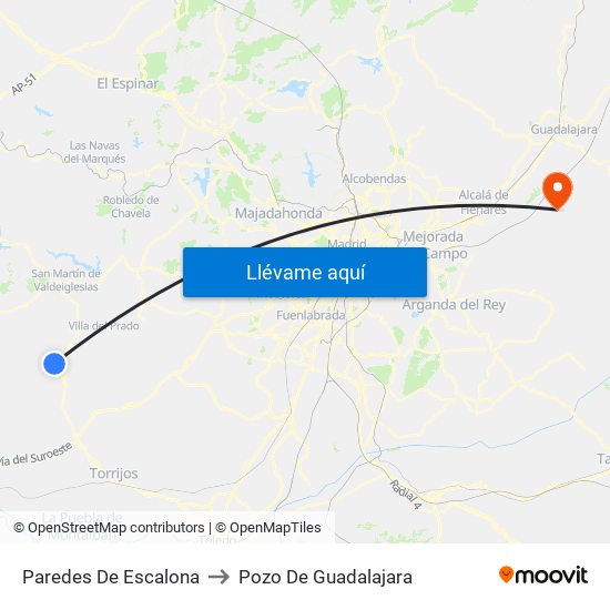 Paredes De Escalona to Pozo De Guadalajara map