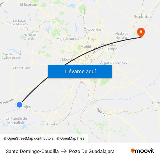 Santo Domingo-Caudilla to Pozo De Guadalajara map