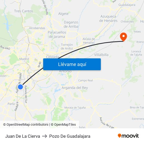 Juan De La Cierva to Pozo De Guadalajara map