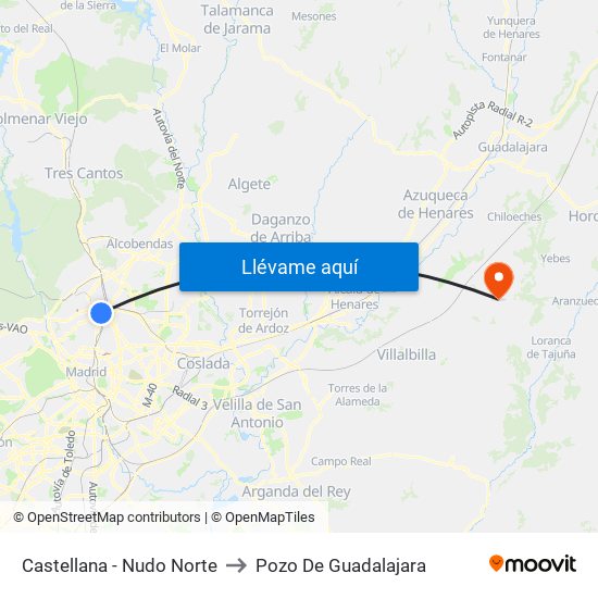 Castellana - Nudo Norte to Pozo De Guadalajara map