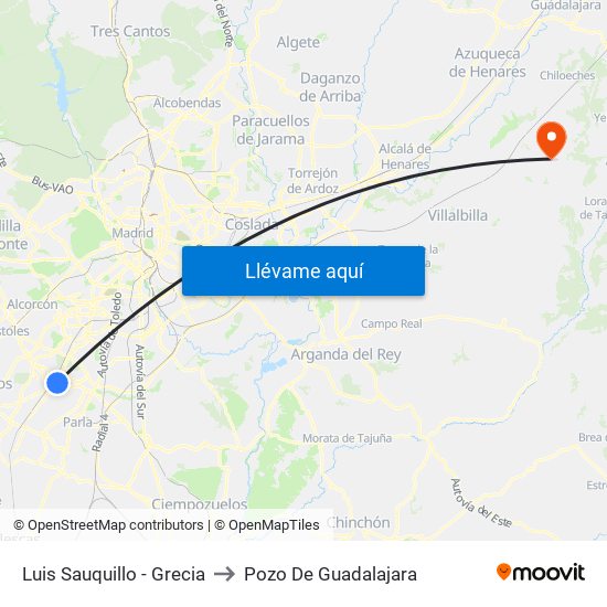 Luis Sauquillo - Grecia to Pozo De Guadalajara map