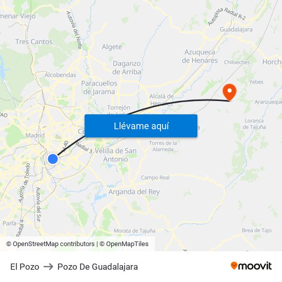 El Pozo to Pozo De Guadalajara map