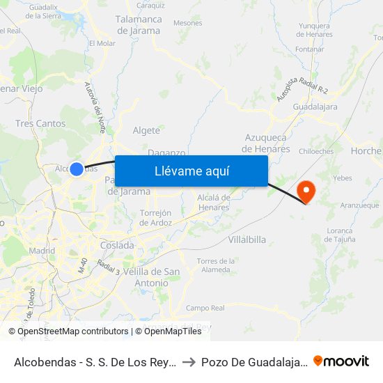 Alcobendas - S. S. De Los Reyes to Pozo De Guadalajara map