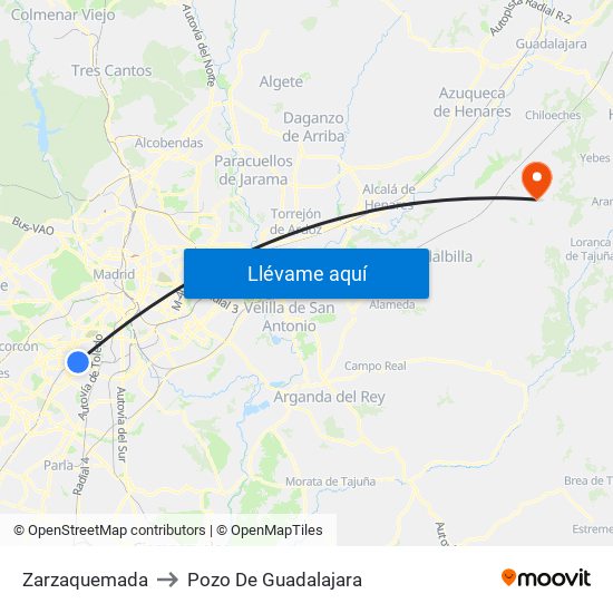 Zarzaquemada to Pozo De Guadalajara map