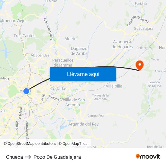 Chueca to Pozo De Guadalajara map