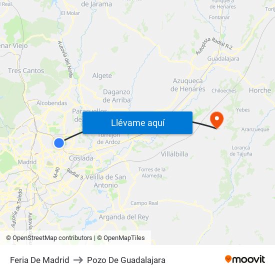 Feria De Madrid to Pozo De Guadalajara map