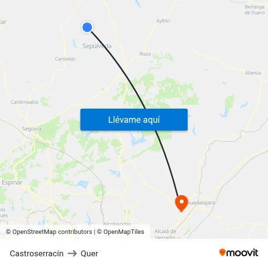 Castroserracín to Quer map