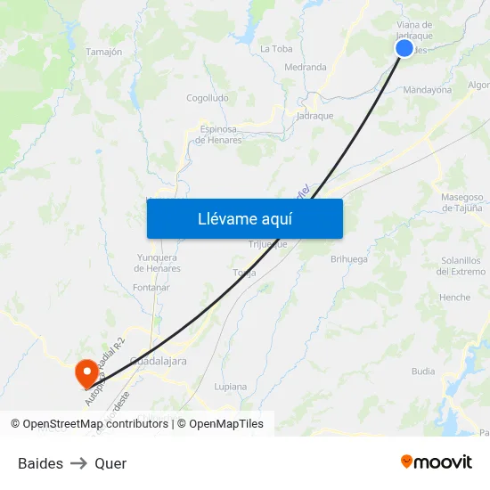 Baides to Quer map