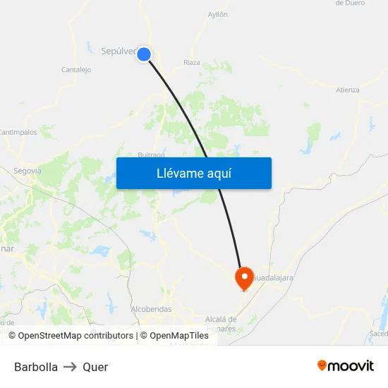 Barbolla to Quer map