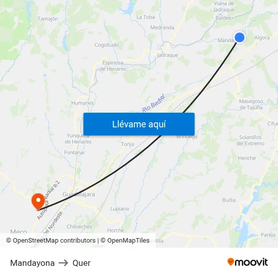 Mandayona to Quer map