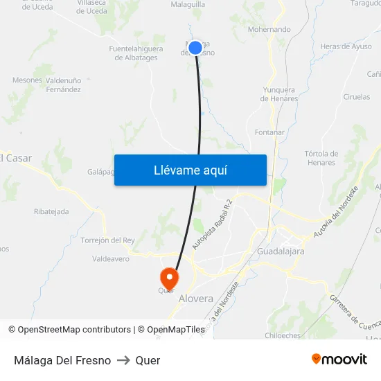 Málaga Del Fresno to Quer map