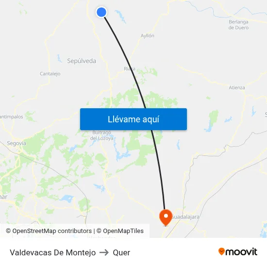Valdevacas De Montejo to Quer map