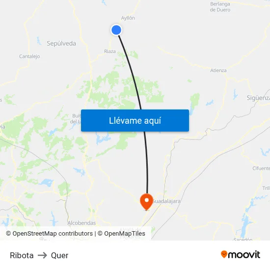 Ribota to Quer map