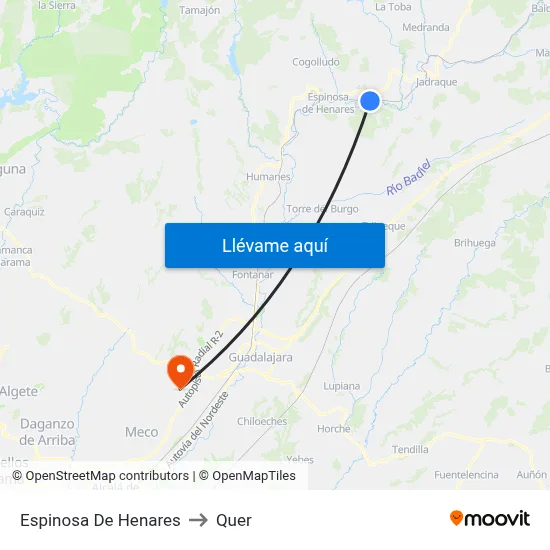 Espinosa De Henares to Quer map