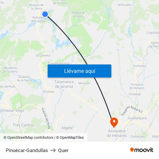 Pinuécar-Gandullas to Quer map