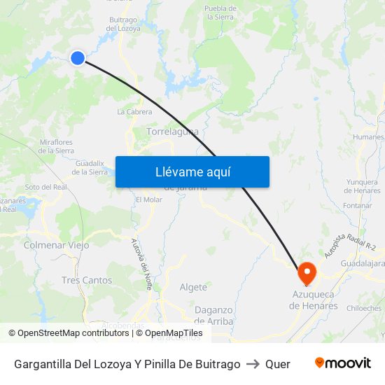 Gargantilla Del Lozoya Y Pinilla De Buitrago to Quer map