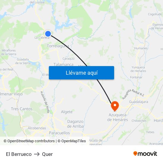 El Berrueco to Quer map