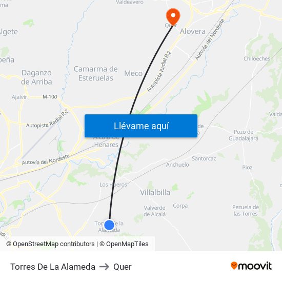 Torres De La Alameda to Quer map