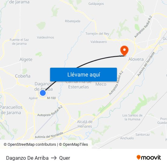 Daganzo De Arriba to Quer map