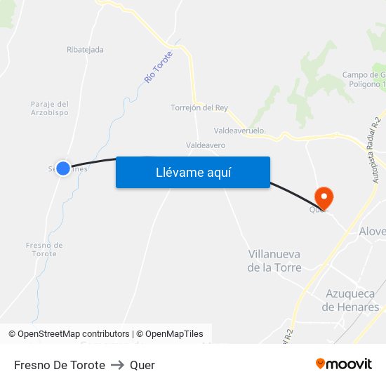 Fresno De Torote to Quer map