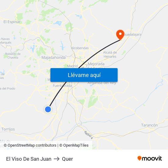 El Viso De San Juan to Quer map