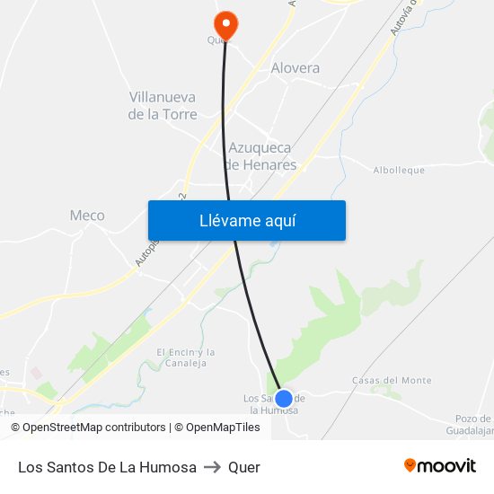 Los Santos De La Humosa to Quer map