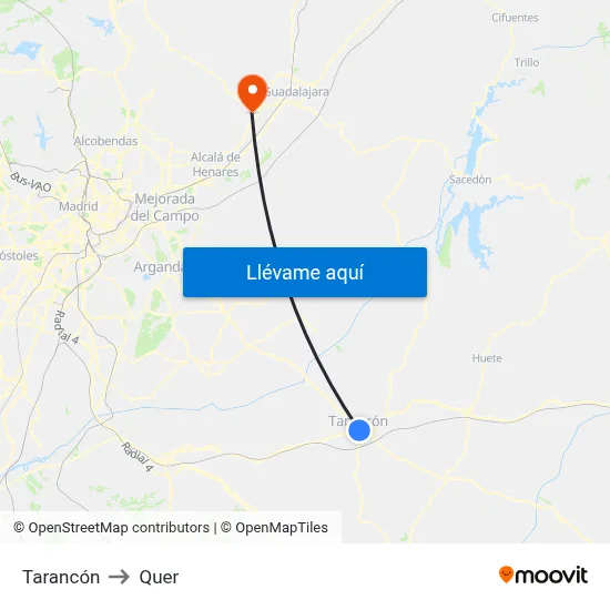 Tarancón to Quer map