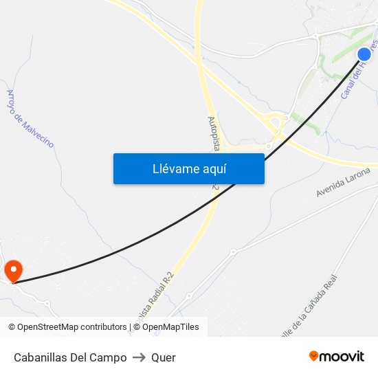 Cabanillas Del Campo to Quer map