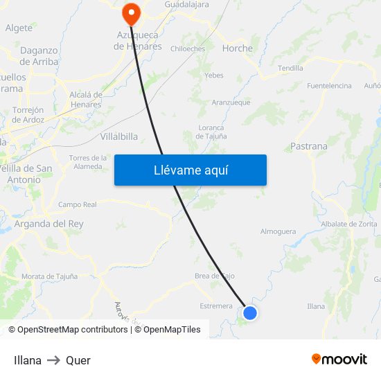 Illana to Quer map