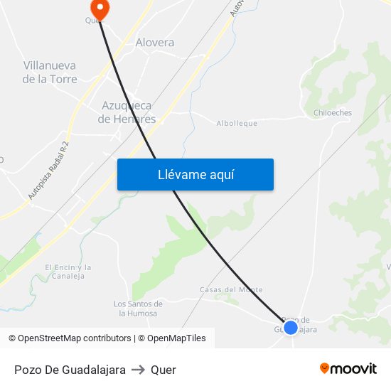 Pozo De Guadalajara to Quer map