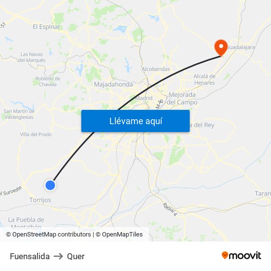 Fuensalida to Quer map